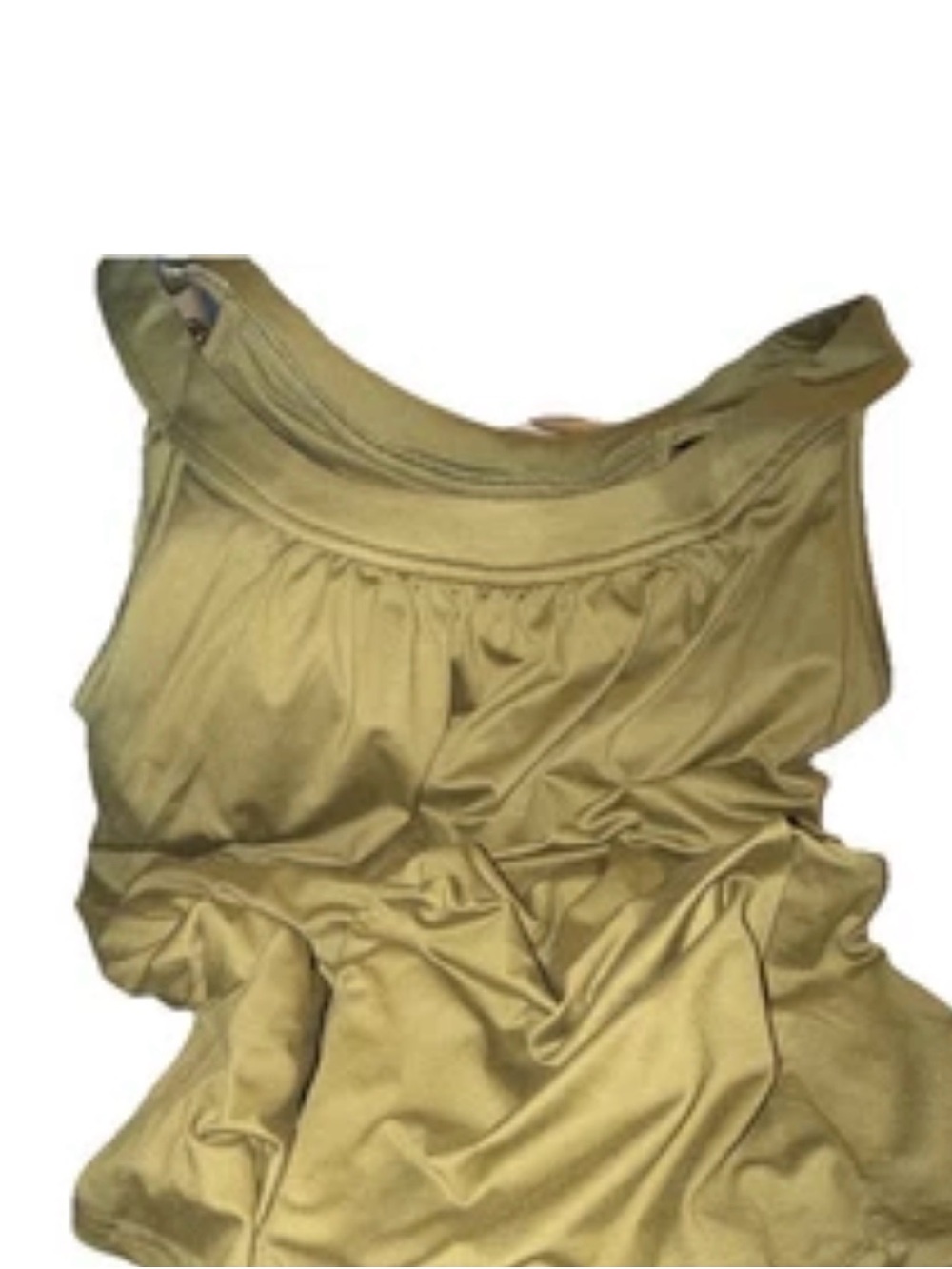 Olive Green & Black Satin-Feel Blouse - Size M